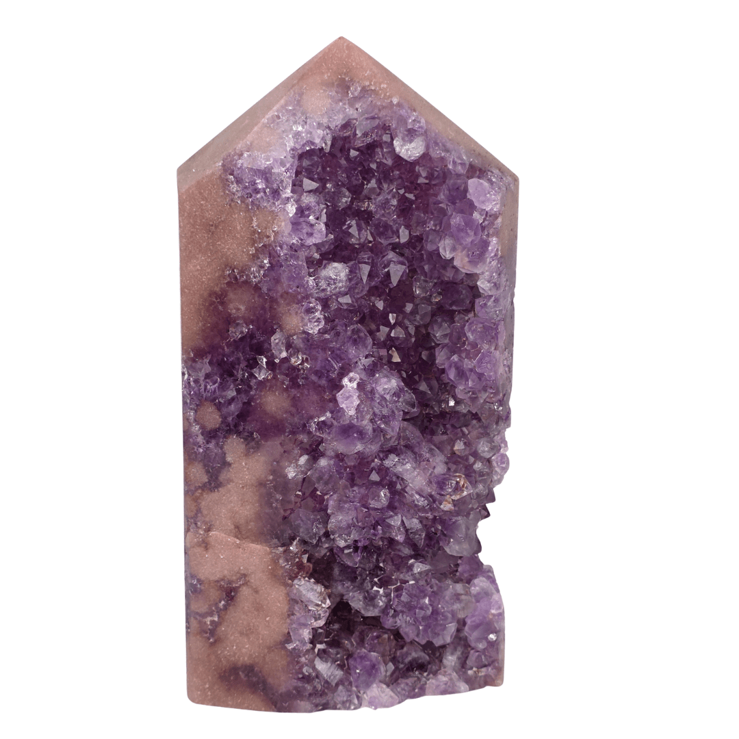 Pink Amethyst Geode Large 8" Natural Purple Amethyst Druzy Crystal Cluster Point - Earth Perfection
