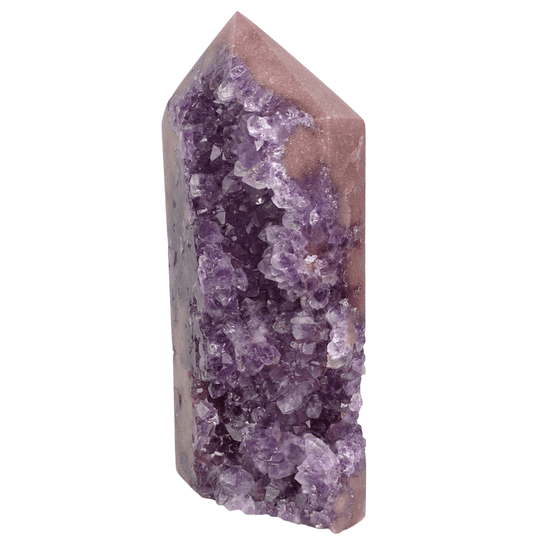 Pink Amethyst Geode Large 8" Natural Purple Amethyst Druzy Crystal Cluster Point - Earth Perfection