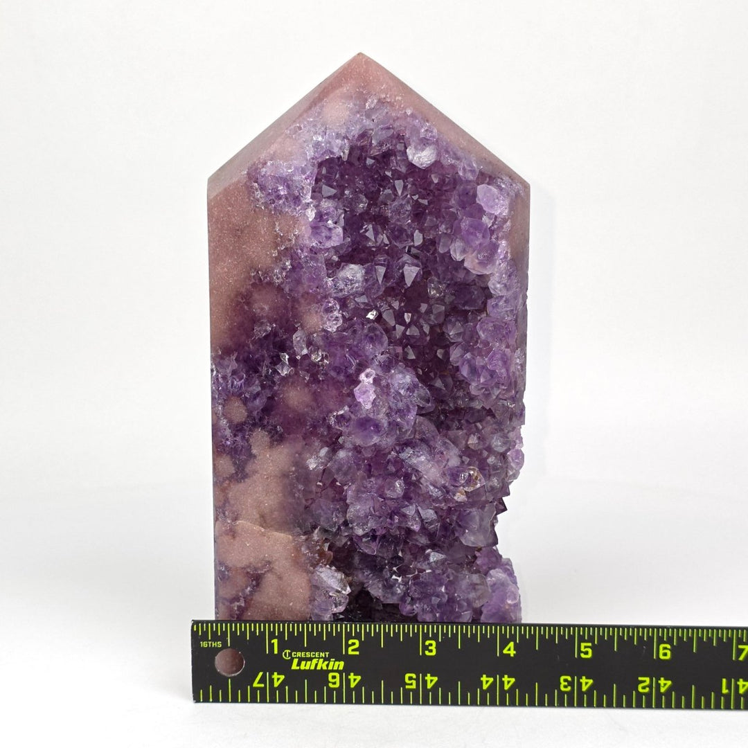 Pink Amethyst Geode Large 8" Natural Purple Amethyst Druzy Crystal Cluster Point - Earth Perfection