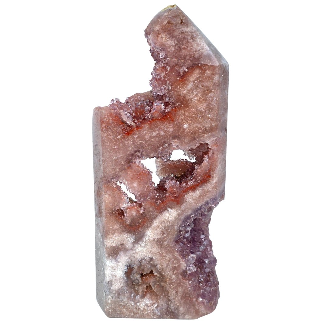 Pink Amethyst Tower With Drusy Crystals, Large Amethyst Geode With Natural Caverns - Earth Perfection