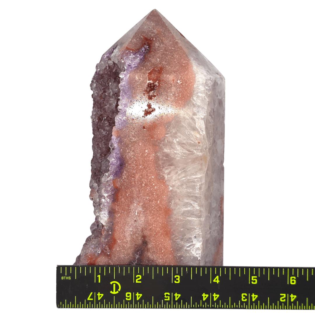 Pink Amethyst Tower With Druzy Quartz, Large Purple Amethyst Geode Crystal - Earth Perfection