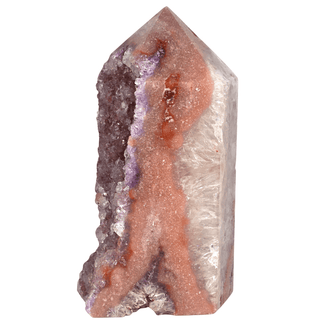 Pink Amethyst Tower With Druzy Quartz, Large Purple Amethyst Geode Crystal
