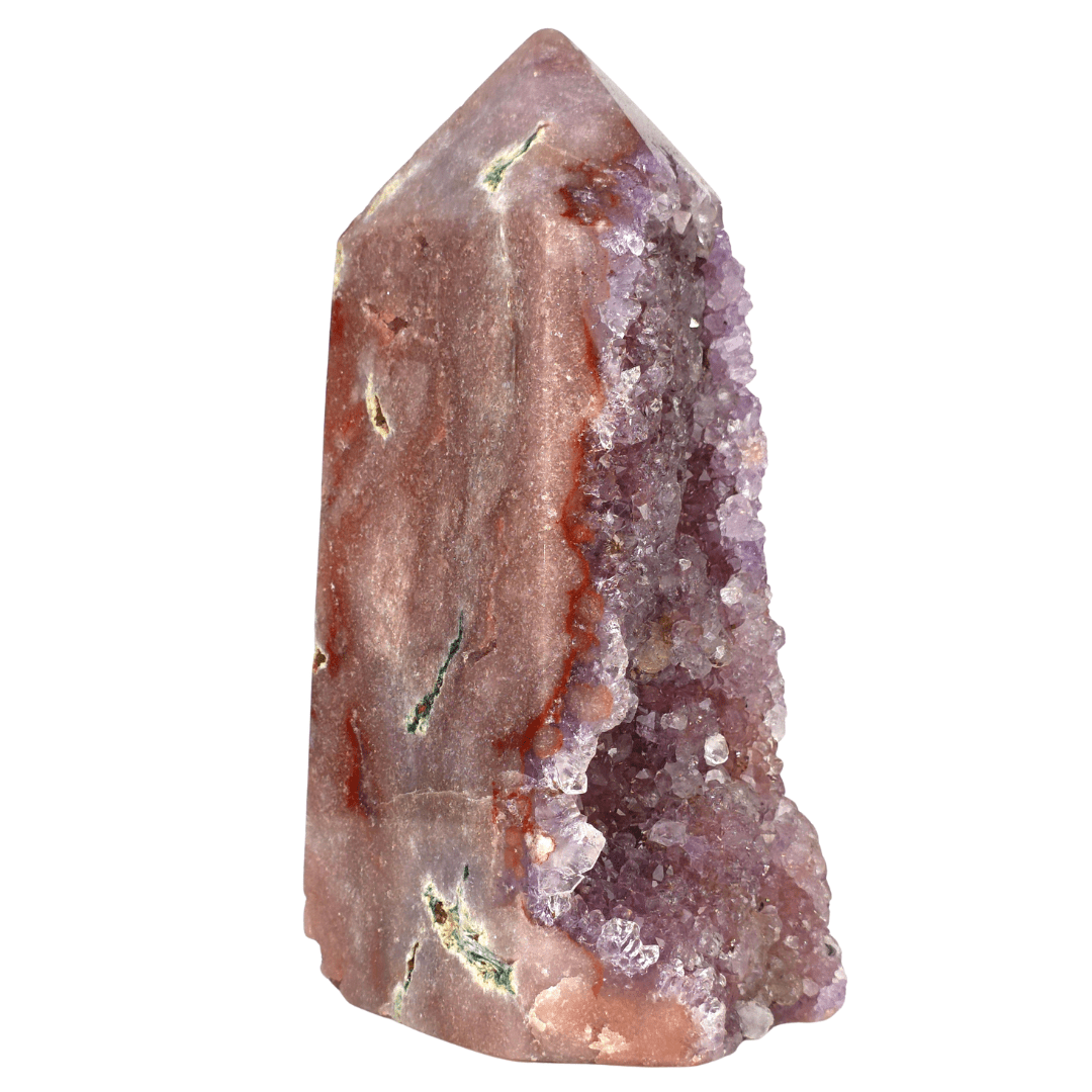Pink Amethyst Tower With Druzy Quartz, Large Purple Amethyst Geode Crystal - Earth Perfection