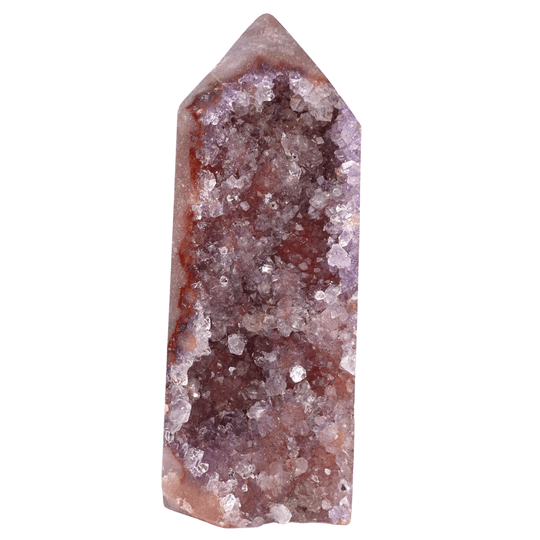 Pink Amethyst Tower With Druzy Quartz, Large Purple Amethyst Geode Crystal - Earth Perfection