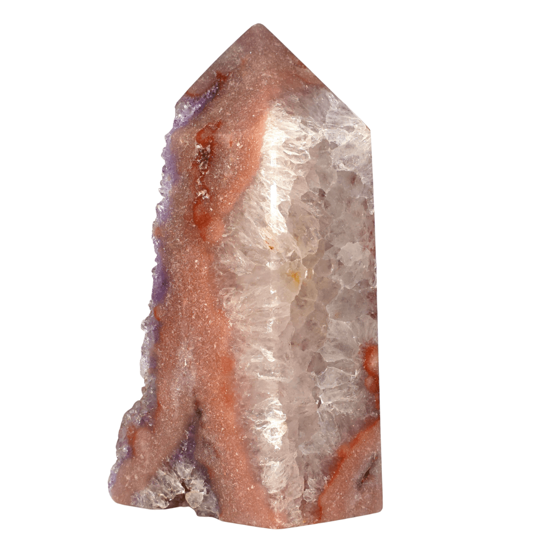 Pink Amethyst Tower With Druzy Quartz, Large Purple Amethyst Geode Crystal - Earth Perfection