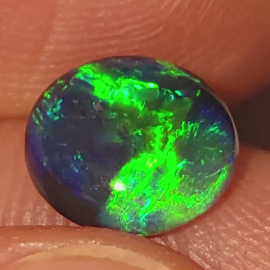 Lightning Ridge Black Opal Genuine 2.11 CT N1 With Flashy Blue & Neon Green Colors