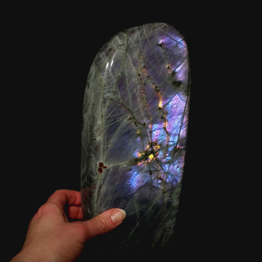 Labradorite Crystal Slab, Purple Flashy Large 11.3 Lb, Spectrolite Stone Slice