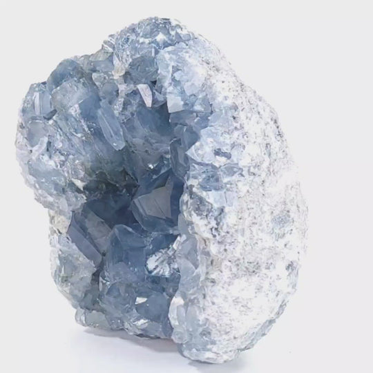 Celestite Crystal Cluster Geode Large 6.4 Lbs Gemmy Heavenly Blue Celestine Gem