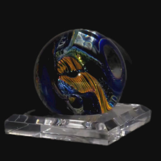 Glass Cosmic Sphere With Opal, Large Hand-Blown Glass Office Decor, Vortex Galaxy Orb