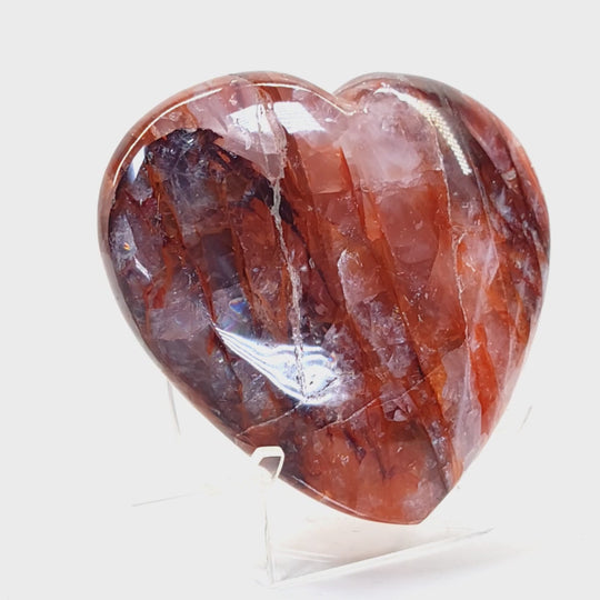 Fire Quartz Heart Crystal, Large 5.5” AAA+ Quality, Gemmy Red Hematoid Quartz Crystal Heart!