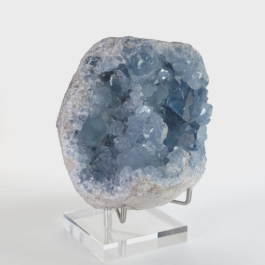 Celestite Crystal Cluster Geode Large 5.9 Lbs Heavenly Blue Celestine Gem