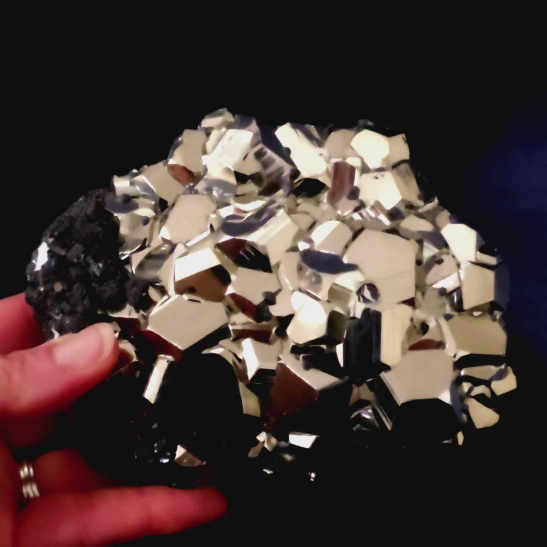 Raw Pyrite Sphalerite Mineral Specimen, Natural Rare Gold Pyrite Crystal, 3 Lb Dodecahedron Pyritohedral Pyrite