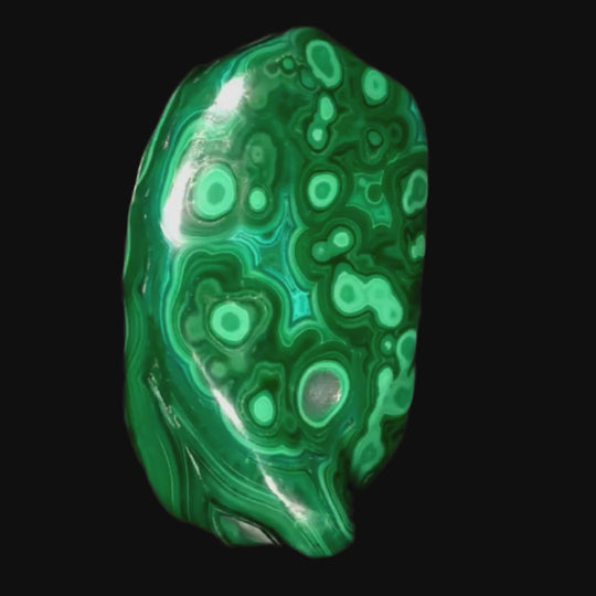 Malachite & Chrysocolla Freeform, Large 6.5" Polished Green Slab Gemstone Art