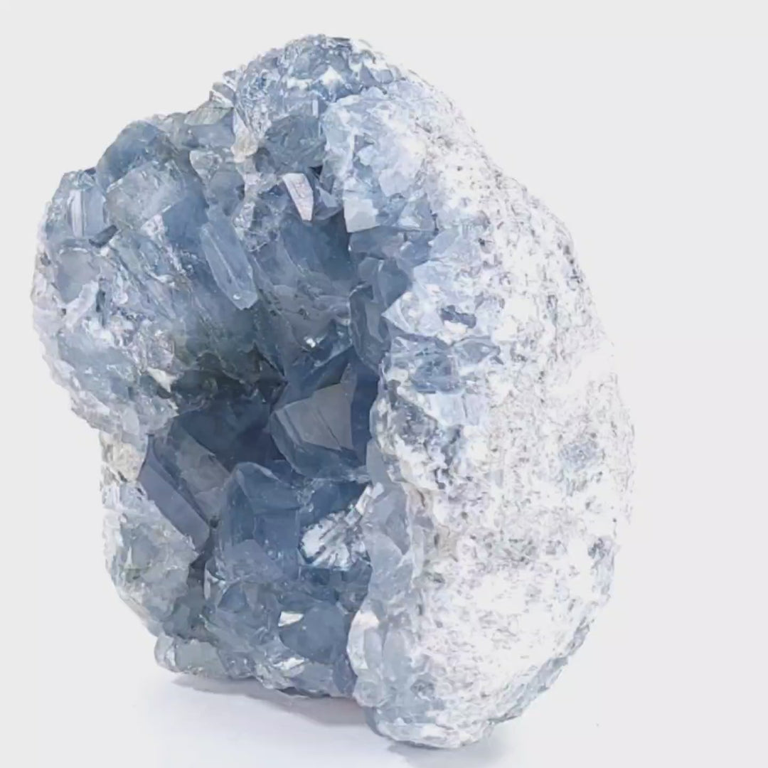 Celestite Crystal Cluster Geode Large 6.4 Lbs Gemmy Heavenly Blue Celestine Gem