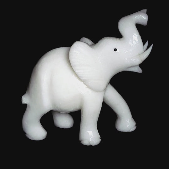 White Elephant Statue Figurine Large 7” Calcite Crystal Elephant Gift Sculpture!