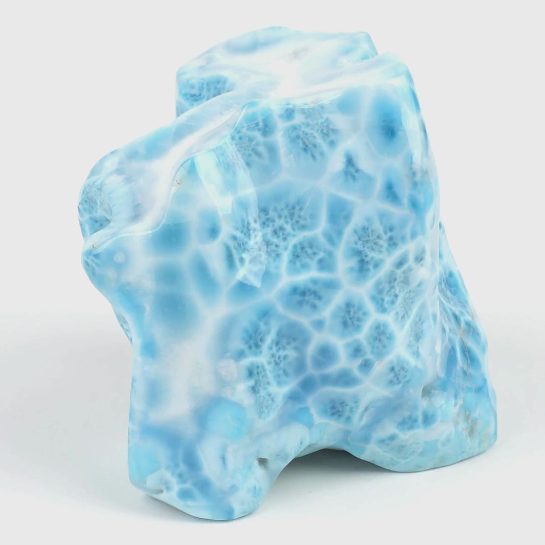 Larimar Freeform Sculpture, Rare Large 3.1 lb Blue Larimar Gemstone Specimen