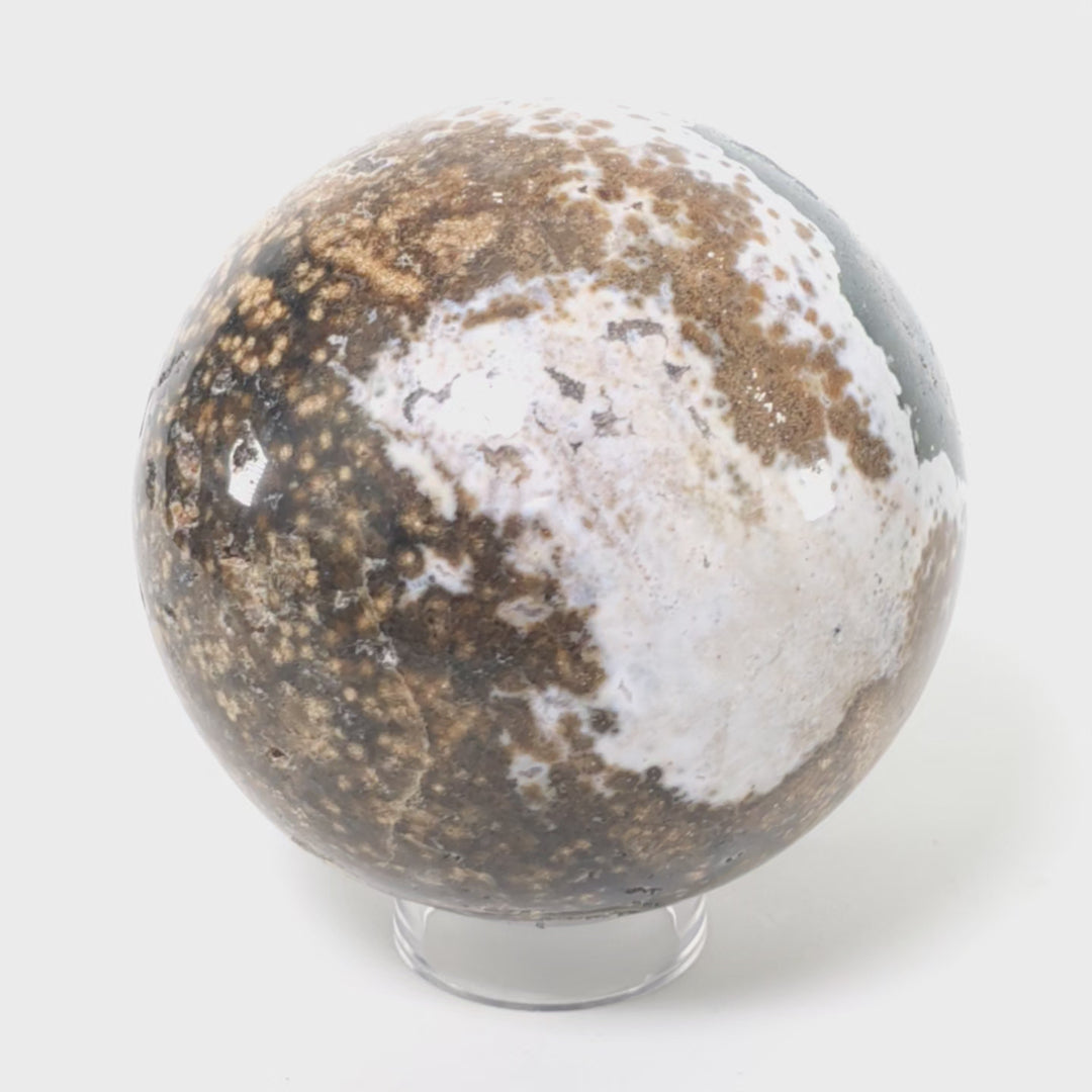 Ocean Jasper Sphere Large 4" Orbicular Crystal Ball Orb Home Office Decor Mineral Sphere