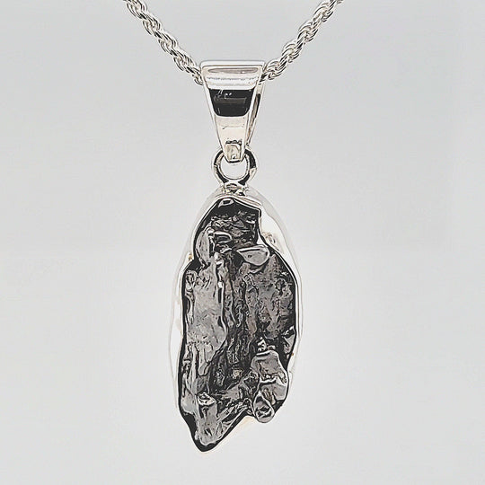 Campo Del Cielo Pendant LARGE 24 Grams Meteorite Rock Necklace Silver Comet Iron Meteorite Stone