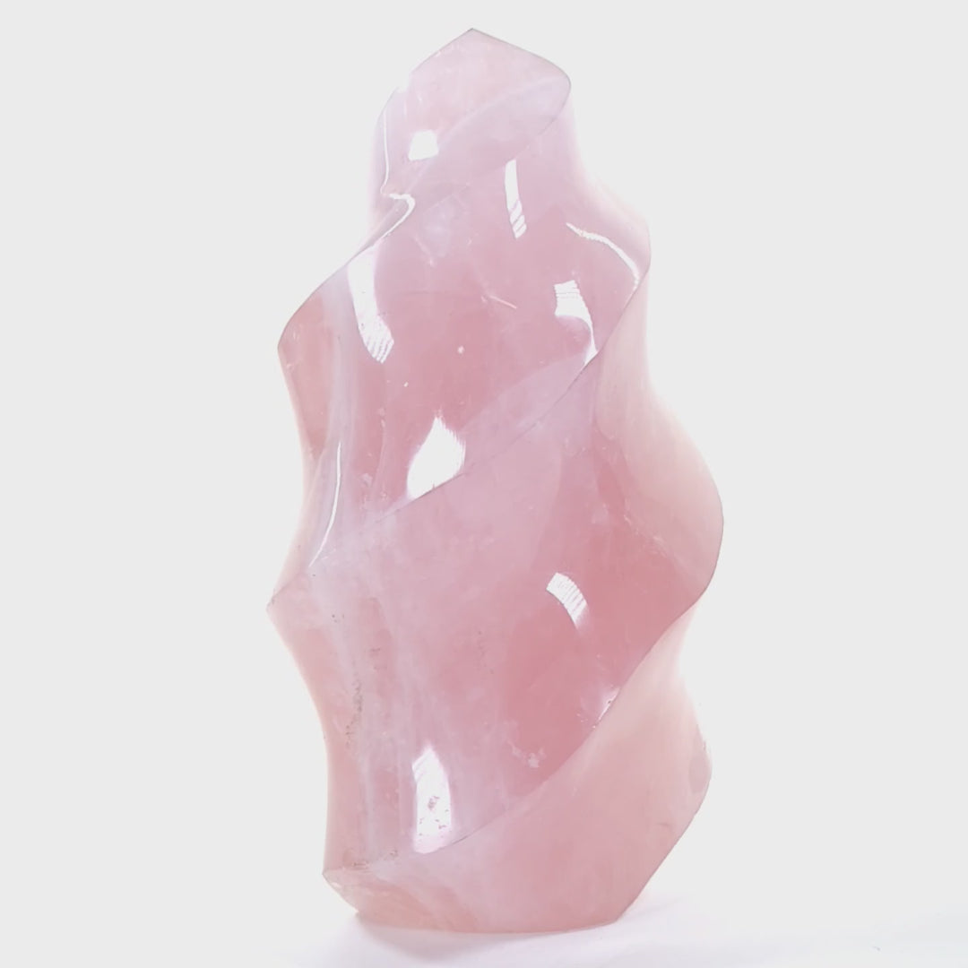 Rose Quartz Flame, Large 6 Lb Pink Crystal Generator, Gemstone Tower Point