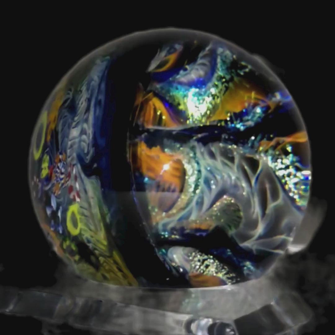 Cosmic Vortex Sphere, Galaxy Opal Crystal Ball, Hand-Blown Glass Home Decor