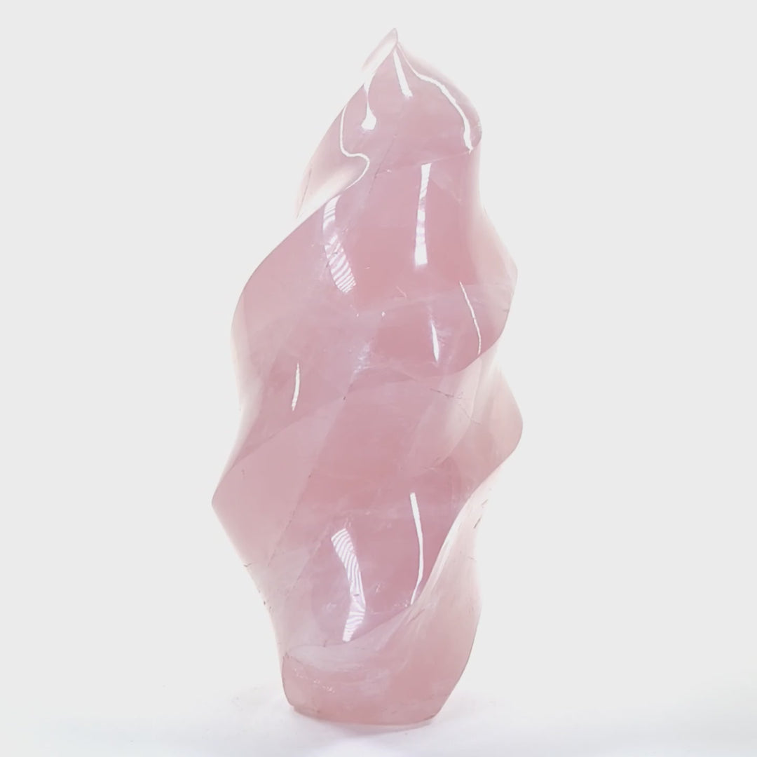 Rose Quartz Crystal Flame Large 6 Lbs Pink Love Stone Spiral Tower!