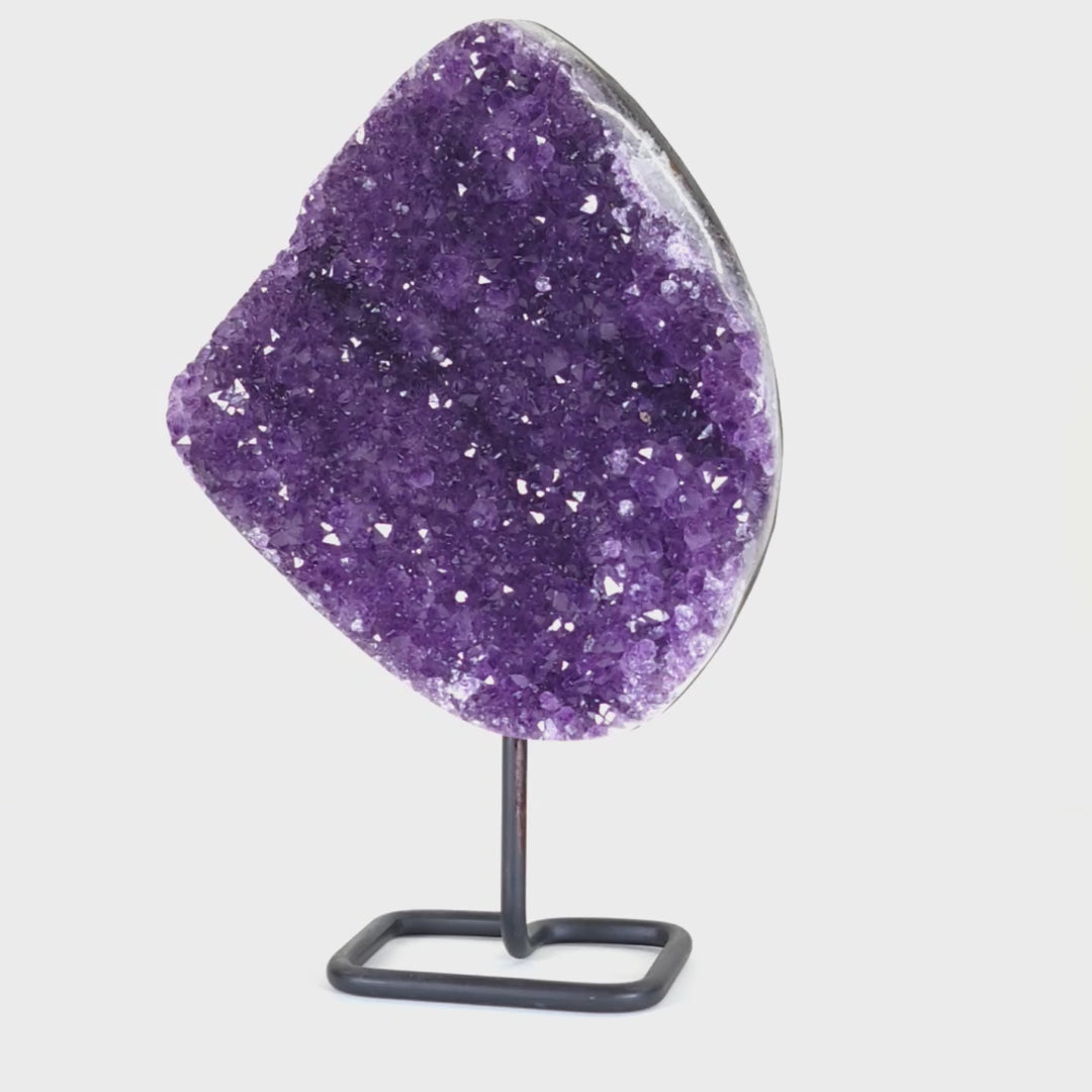 Amethyst Geode With Stand Large 7.3 Lbs Natural Druzy Crystal Cluster