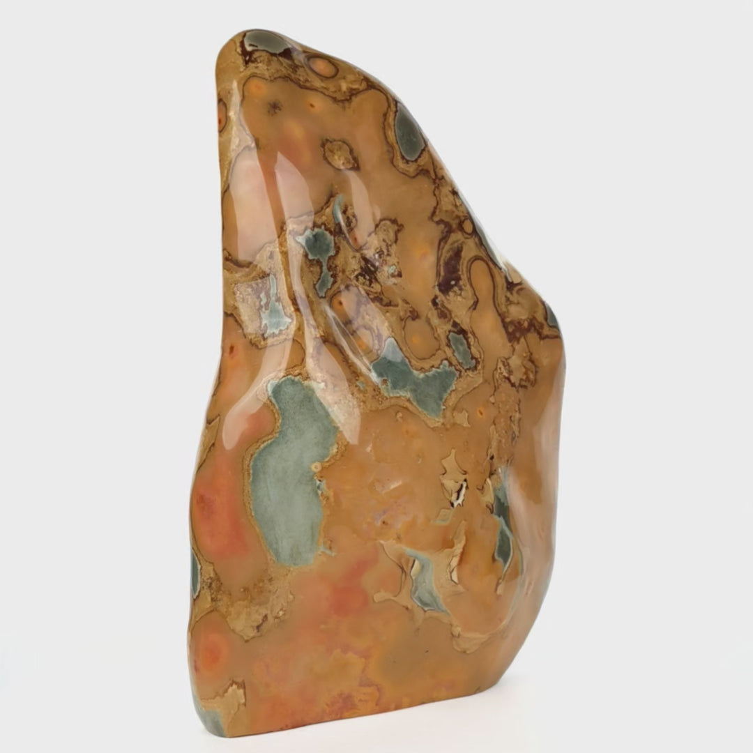 Polychrome Jasper Sculpture, Large 61 Lb Stone, Desert Jasper Garden Crystal