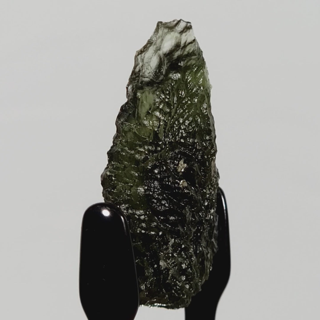Rare Moldavite Tektite, Large Teardrop Flame Shape, 6.5 G Raw Cosmic Green Gemstone