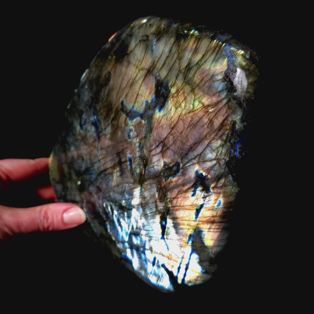 Labradorite Slab Freeform Large 8.8 Lbs Sunset Rainbow Spectrolite Crystal