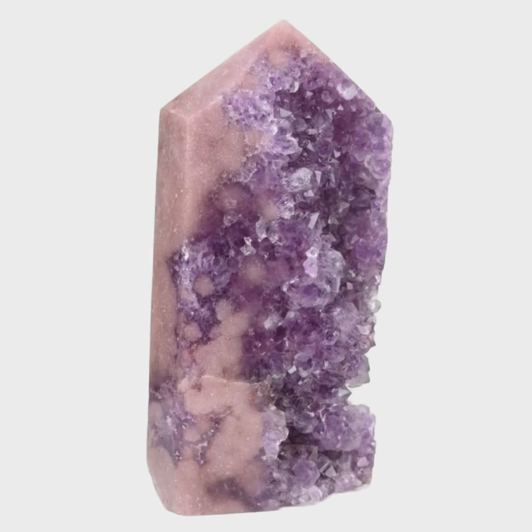 Pink Amethyst Geode Large 8" Natural Purple Amethyst Druzy Crystal Cluster Point