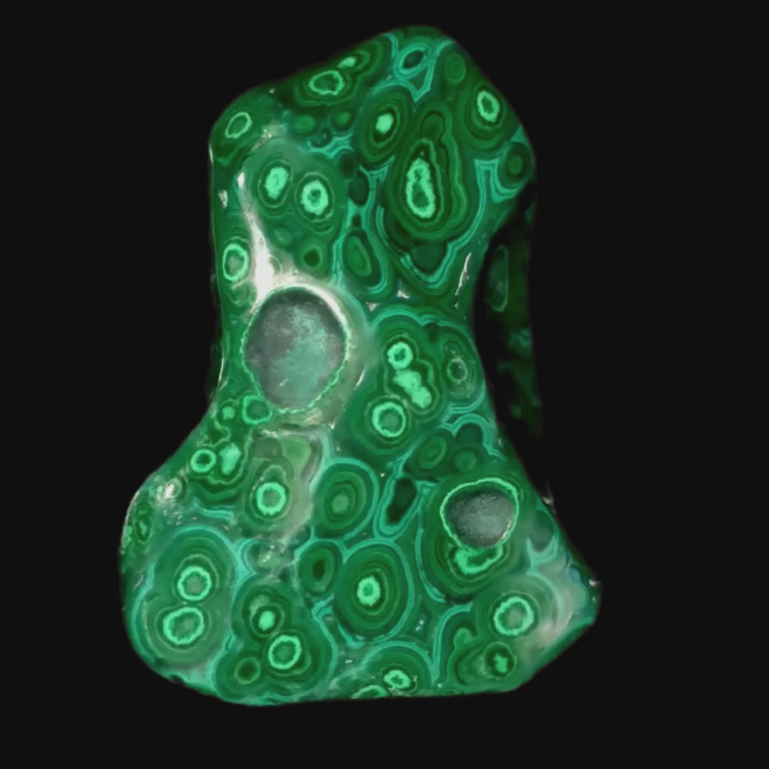 Malachite Chrysocolla Stone Slab Freeform, Large 7" Polished Green African Crystal