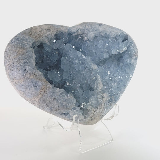 Celestite Crystal Cluster Heart Geode Extra Large 13 lbs Heavenly Blue Celestine Stone