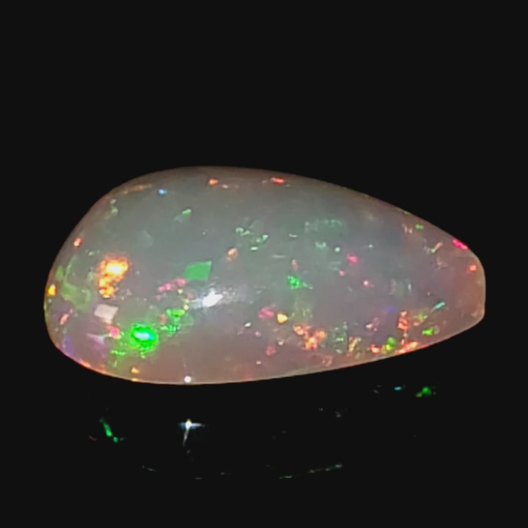 Ethiopian Welo Opal Extra Large 14 Cts! Natural Crystal Rasta & Rainbow Pear Cabochon Opal!