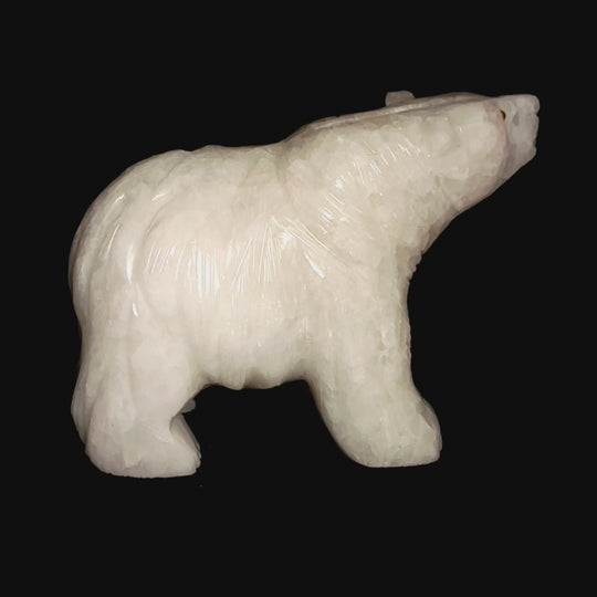 White Polar Bear Figurine Large 6” Statue Sculpture Crystal Calcite White Bear Art Gift Decor