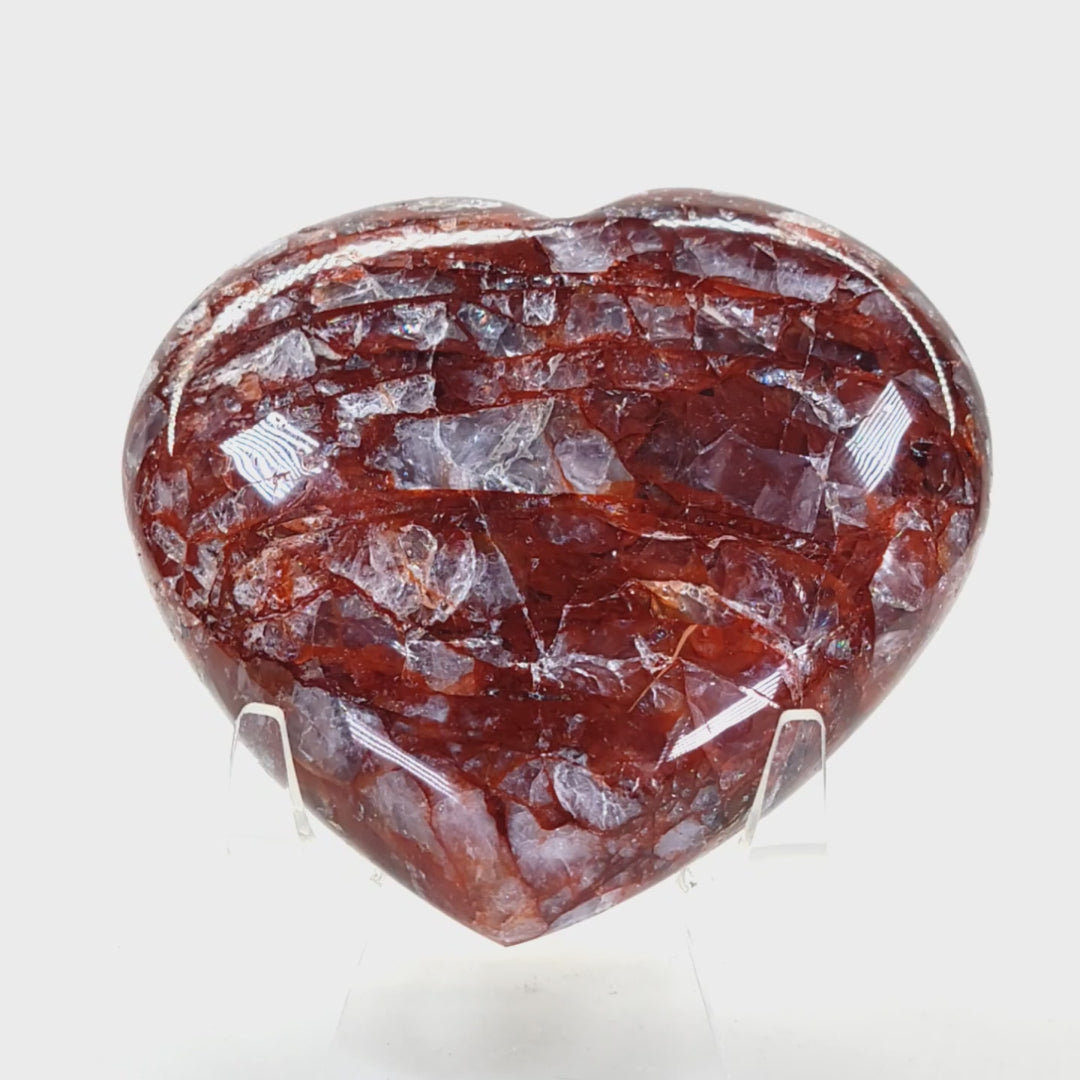 Hematoid Quartz Heart Large 6” AAA+ Quality! Gemmy Red Fire Quartz Crystal Heart!