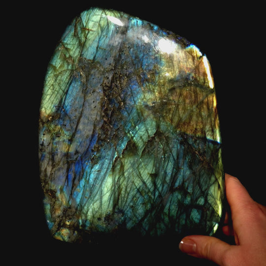 Labradorite Slice Large 13 Lb Spectrolite Gemstone, Rainbow Sunset Crystal Slab Freeform
