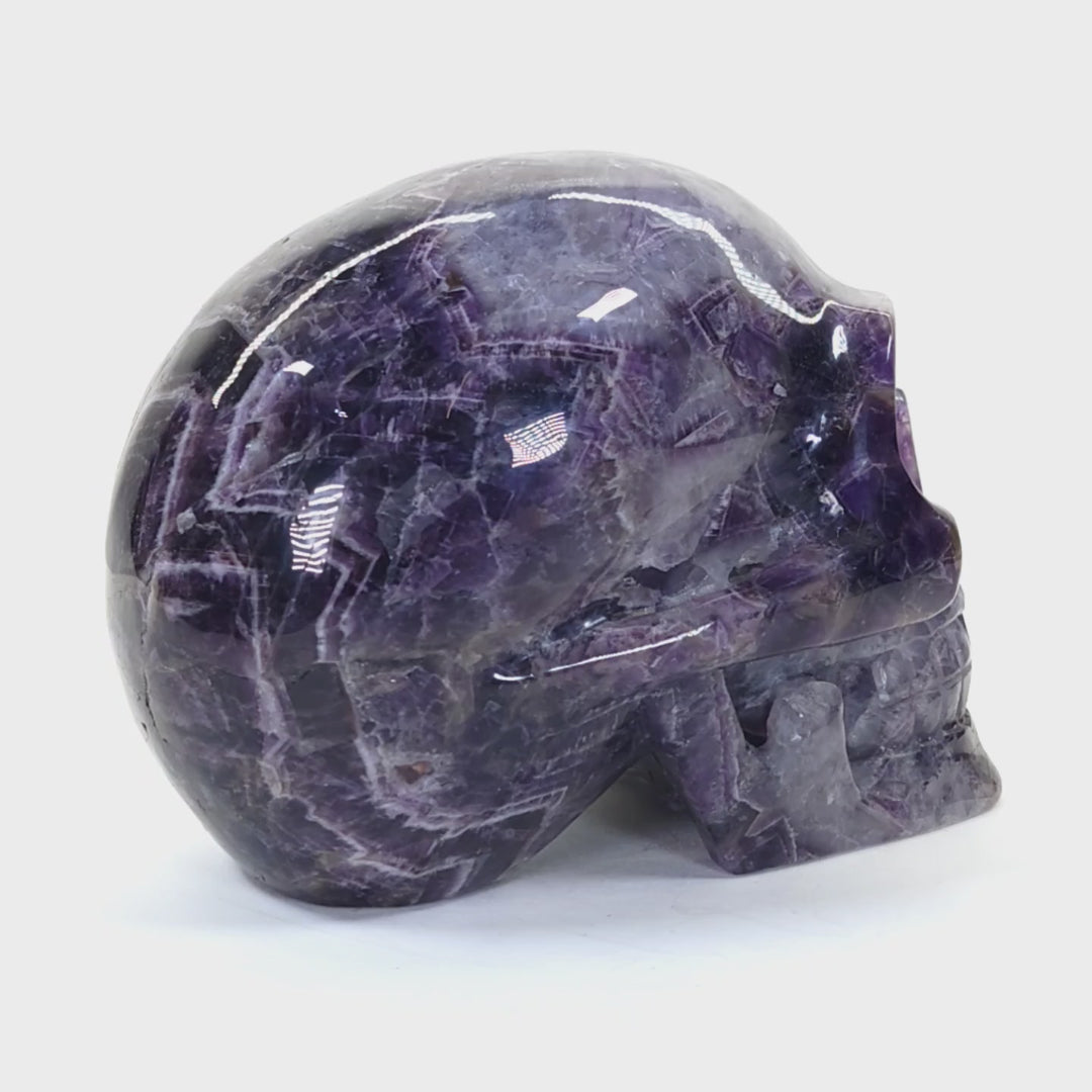 Amethyst Crystal Skull Large 8 Lbs! Dream Chevron Purple Amethyst, Big Realistic Skull Crystal!