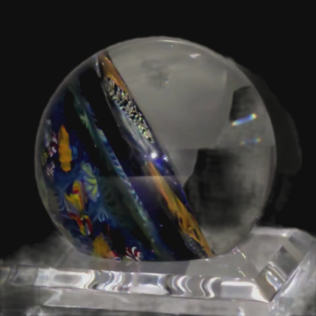 Cosmic Galaxy Sphere, Large Hand-Blown Glass Vortex Art Orb