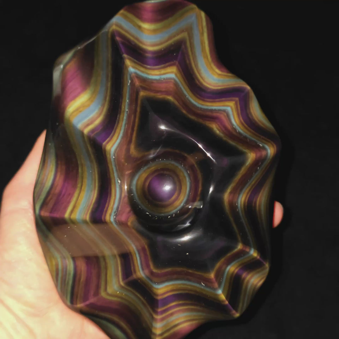 Rainbow Obsidian Sculpture, 3 Lb Museum-Grade Rare Obsidian Sheen Gemstone