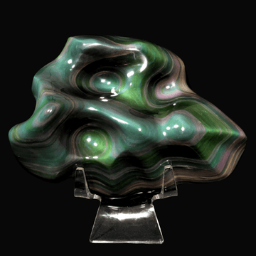 Rainbow Obsidian Crystal Carving, 5.7 Lb Museum-Grade Rare Green Natural Obsidian Sculpture