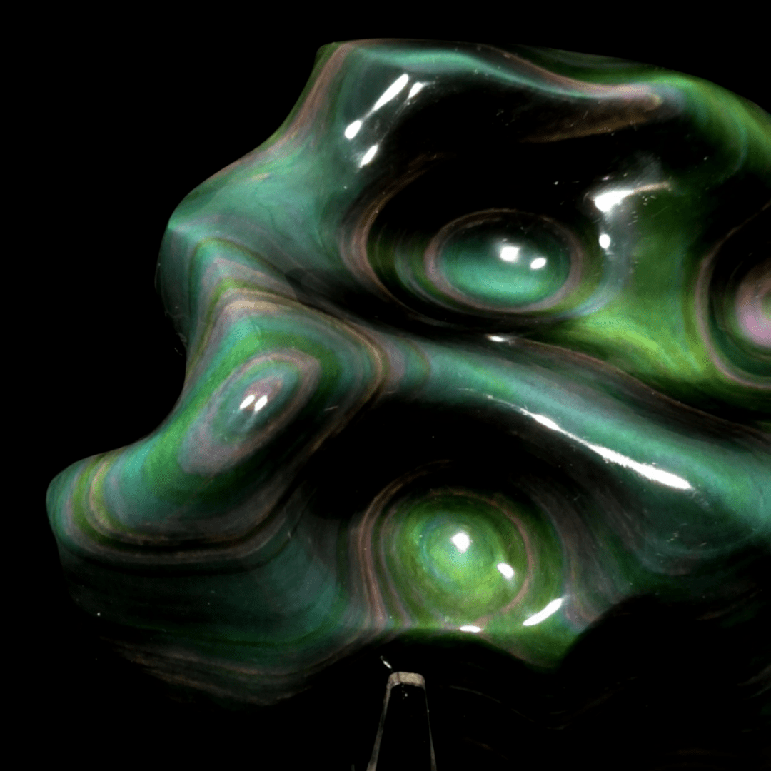 Rainbow Obsidian Crystal Carving, 5.7 Lb Museum - Grade Rare Green Natural Obsidian Sculpture - Earth Perfection