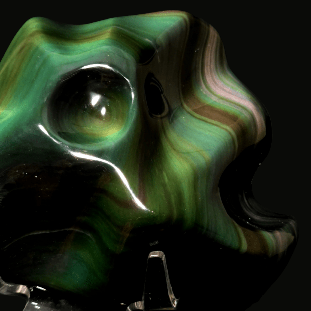 Rainbow Obsidian Crystal Carving, 5.7 Lb Museum - Grade Rare Green Natural Obsidian Sculpture - Earth Perfection