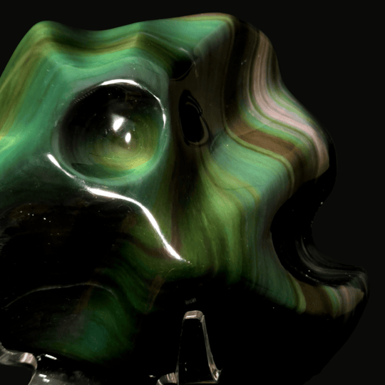Rainbow Obsidian Crystal Carving, 5.7 Lb Museum - Grade Rare Green Natural Obsidian Sculpture - Earth Perfection