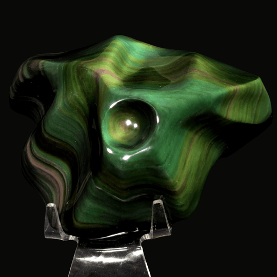 Rainbow Obsidian Crystal Carving, 5.7 Lb Museum - Grade Rare Green Natural Obsidian Sculpture - Earth Perfection