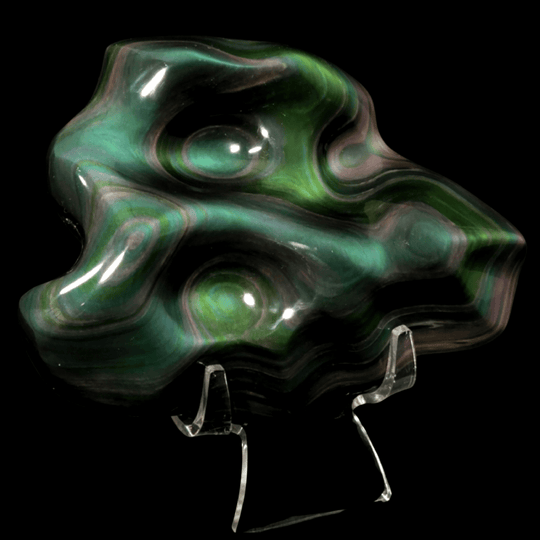 Rainbow Obsidian Crystal Carving, 5.7 Lb Museum - Grade Rare Green Natural Obsidian Sculpture - Earth Perfection