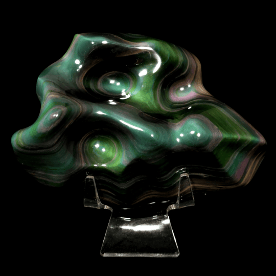 Rainbow Obsidian Crystal Carving, 5.7 Lb Museum - Grade Rare Green Natural Obsidian Sculpture - Earth Perfection