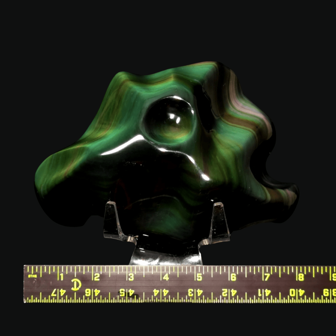 Rainbow Obsidian Crystal Carving, 5.7 Lb Museum - Grade Rare Green Natural Obsidian Sculpture - Earth Perfection