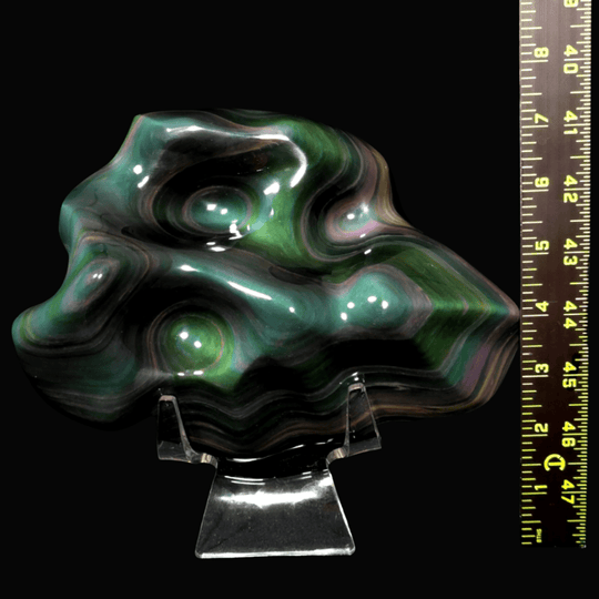 Rainbow Obsidian Crystal Carving, 5.7 Lb Museum - Grade Rare Green Natural Obsidian Sculpture - Earth Perfection