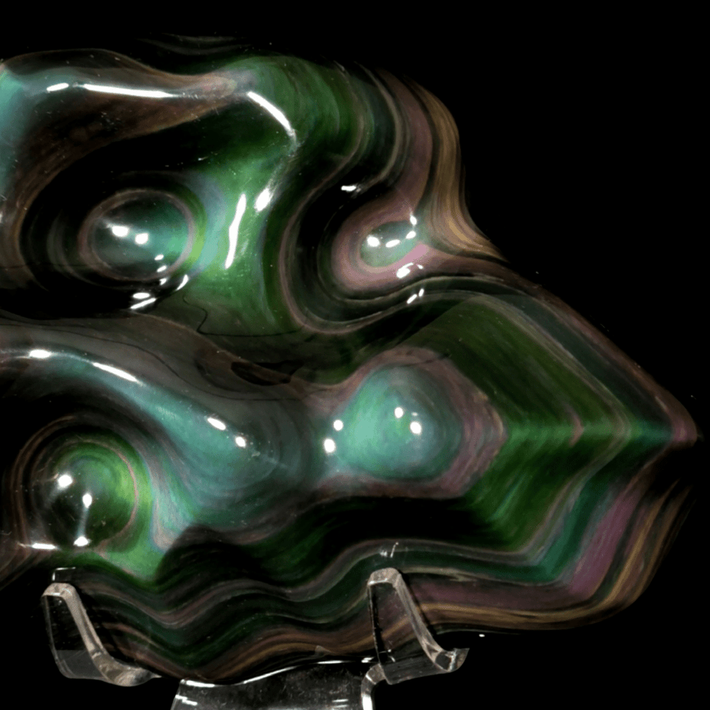 Rainbow Obsidian Crystal Carving, 5.7 Lb Museum - Grade Rare Green Natural Obsidian Sculpture - Earth Perfection