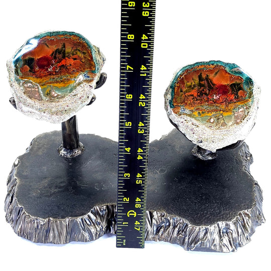 Rainbow Petrified Wood, Rare Natural Sunset Scene, Collector Mineral Specimen, Blue Opal Fossilized Wood Stone - Earth Perfection